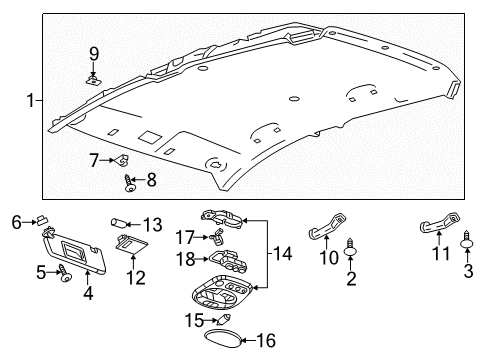 2014 Chevrolet Spark Interior Trim - Roof Lamp Asm-Center Courtesy *Titanium Diagram for 95382362