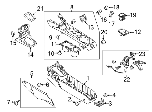 2018 Ford Fiesta Parking Brake Console Panel Diagram for D2BZ-54045A76-AC
