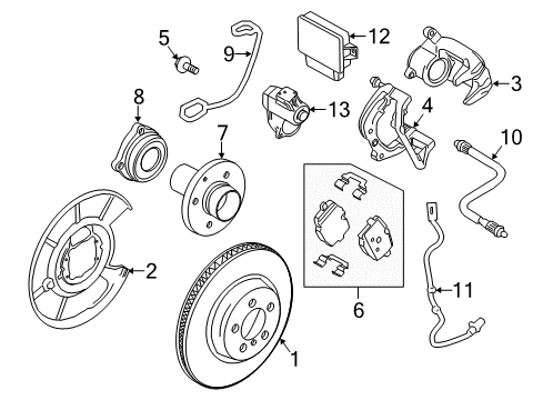 2014 BMW 650i Gran Coupe Brake Components Calliper Carrier Right Diagram for 34217846696