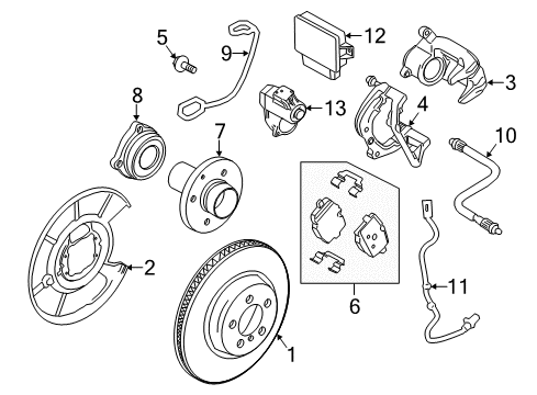 2014 BMW 650i Gran Coupe Brake Components Brake Caliper Rear Right Diagram for 34217846694