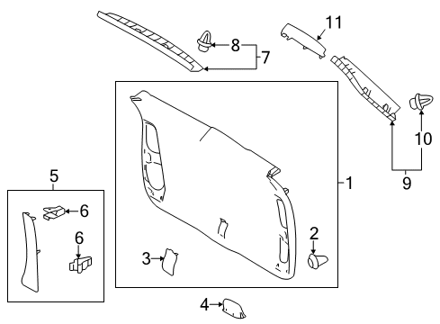 2018 Toyota Highlander Interior Trim - Lift Gate Lock Cover Diagram for 64798-0E050-C0