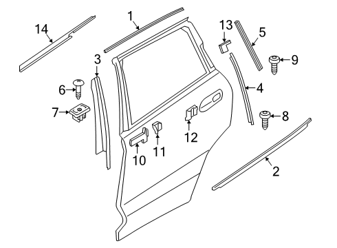 2021 BMW X5 Exterior Trim - Rear Door Window Well Strip, Outer, Do Diagram for 51357444066
