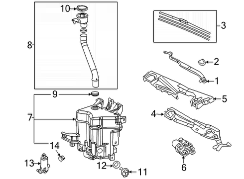 2022 Toyota Mirai Wiper & Washer Components Wiper Arm Diagram for 85221-62060