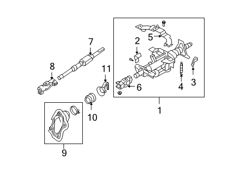 2007 Infiniti G35 Steering Column, Steering Wheel & Trim Column Assy-Steering, Upper Diagram for 48810-AC81A