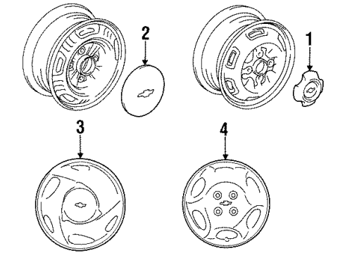 1999 Chevrolet Prizm Wheel Covers & Trim Hub Cap Diagram for 94858451