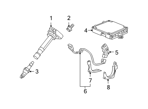 2006 Honda Accord Powertrain Control Coil, Plug Hole Diagram for 30520-RCA-S01