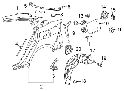 2021 Toyota Prius AWD-e Fuel Door Lock Cover Diagram for 77378-47040