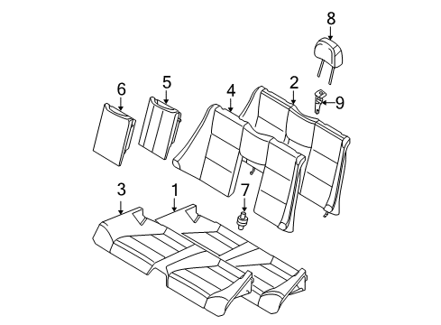 2003 BMW M3 Rear Seat Components Seat Upholstery Diagram for 52208255021