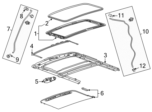 2022 Buick Encore Sunroof Sunroof Glass Diagram for 94544588