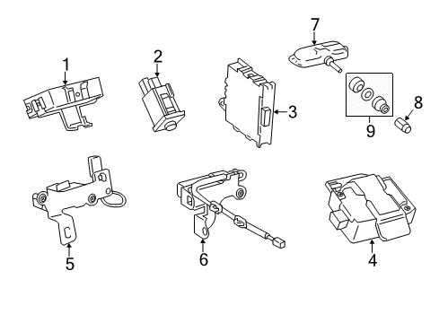 2015 Lexus LS600h Tire Pressure Monitoring Receiver Assembly, Tire Diagram for 89760-50100