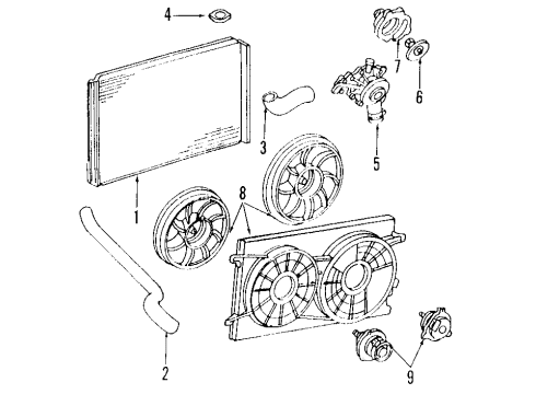 1998 Ford Windstar Cooling System, Radiator, Water Pump, Cooling Fan Upper Hose Diagram for F78Z8260KA