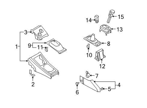 2008 Nissan Versa Front Console Knob-Control Lever Diagram for 32865-EM40A