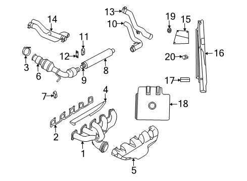 2003 Dodge Viper Exhaust Components Exhaust Manifold Diagram for 5037196AD