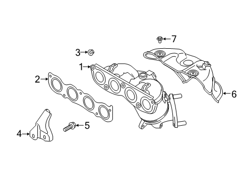 2019 Hyundai Veloster Exhaust Manifold Exhaust Manifold Catalytic Assembly Diagram for 28510-2EJG0
