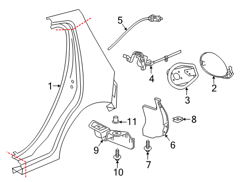 2016 Chevrolet Spark Quarter Panel & Components Fuel Door Diagram for 42488533