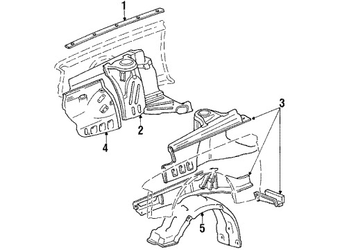 1984 Toyota Celica Structural Components & Rails Liner Diagram for 53876-14110