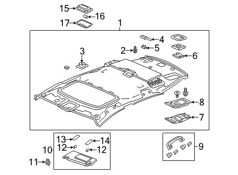 2014 Acura RDX Interior Trim - Roof Base (Sandstorm) Diagram for 34252-S3V-A12ZR