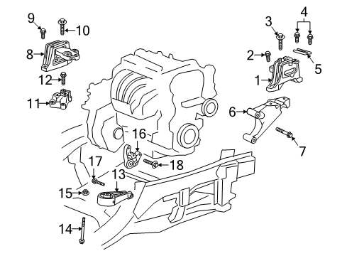 2022 GMC Terrain Engine Mounting Transmission Support Diagram for 84791738