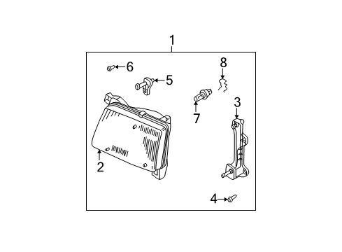 2001 Nissan Xterra Bulbs Passenger Side Headlight Assembly Diagram for 26010-7B425