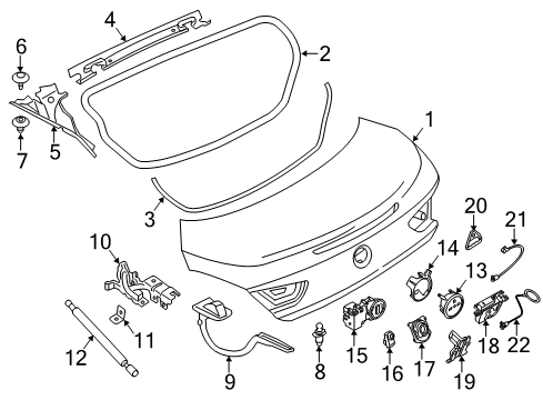 2013 BMW 650i Trunk Bracket Trunk Lid-Hinge Diagram for 41007270313