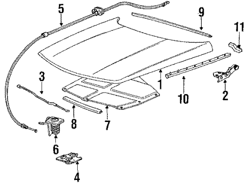 1990 Dodge Colt Hood & Components Hood Latch Diagram for MB401257