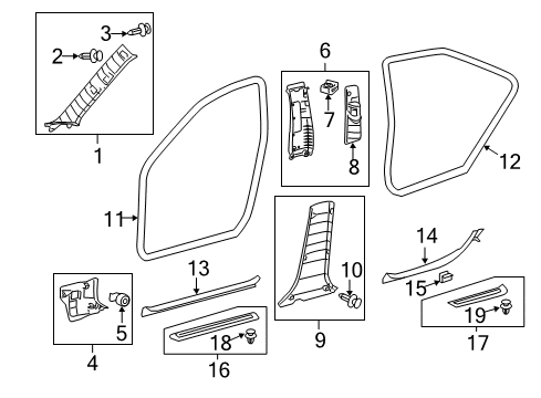 2014 Toyota Camry Interior Trim - Pillars, Rocker & Floor Cowl Trim Diagram for 62102-06120-A0