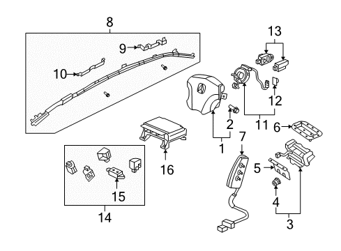 2005 Acura RL Air Bag Components Sensor Assembly, Satellite Safing (Denso) Diagram for 77975-SJA-A21