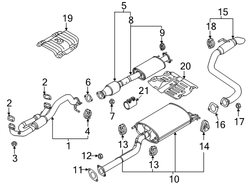 2018 Kia Sedona Exhaust Components Tail Pipe Assembly Diagram for 28750A9130
