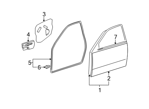 2007 Lexus IS350 Front Door Weatherstrip, Front Door Glass, Inner RH Diagram for 68171-53020