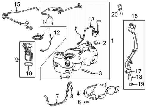2021 Buick Encore GX Fuel System Components Filler Pipe Diagram for 60004620
