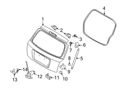 2006 Kia Spectra5 Lift Gate Lock Assembly-Tail Gate Diagram for 812502FD00