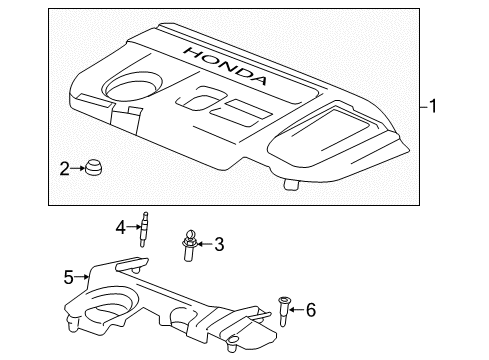 2022 Honda Accord Engine Appearance Cover Rubber, Engine Cover Mounting Diagram for 32122-RSA-000