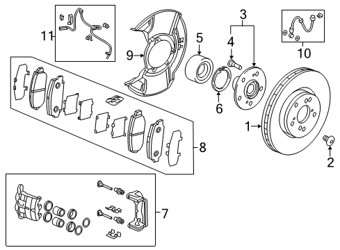 2019 Acura MDX Brake Components Splash Guard, Front Diagram for 45255-TRX-A00