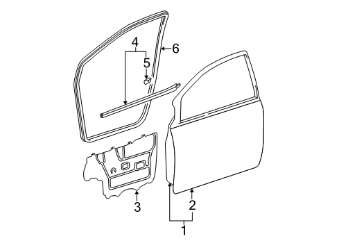 1999 Toyota Sienna Front Door Belt Weatherstrip Diagram for 68210-08010