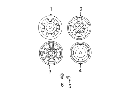 2000 Hyundai Accent Wheels Steel Wheel Assembly Diagram for 52910-25460