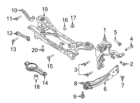 2018 Ford Focus Rear Suspension Components, Lower Control Arm, Upper Control Arm, Stabilizer Bar Mount Bolt Diagram for -W706130-S442