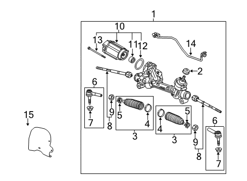 2014 Chevrolet Equinox P/S Pump & Hoses, Steering Gear & Linkage Inner Tie Rod Diagram for 19207056