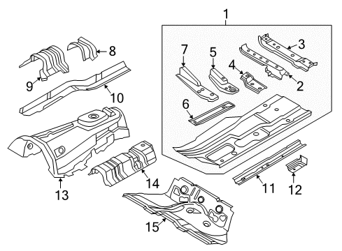 2012 BMW 528i xDrive Floor Extension Engine Support Left Diagram for 41117204181