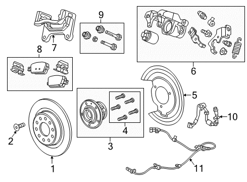 2021 Chevrolet Malibu Brake Components Rear Pads Diagram for 84474215