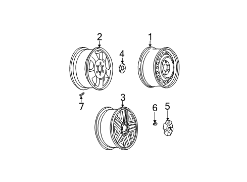 2006 Chevrolet Trailblazer Wheels Wheel Cap Diagram for 9595887