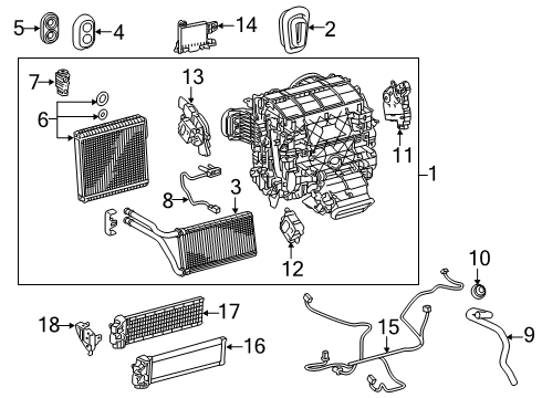 2019 Lexus RX350L Air Conditioner Heater Core Grommet Diagram for 90480-01696