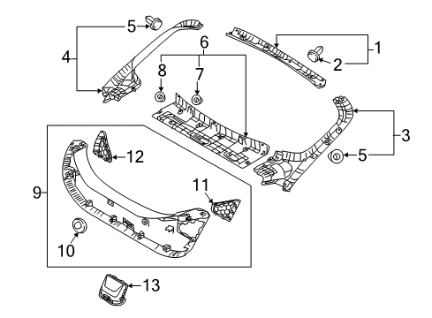 2017 Hyundai Ioniq Interior Trim - Lift Gate Trim Assembly-Tailgate, Center Diagram for 81715-G2001-T9Y