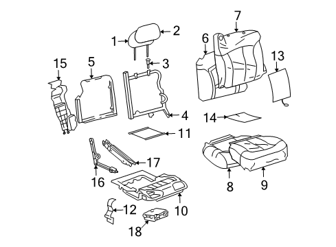 2006 Buick Rainier Front Seat Components Headrest Guide Diagram for 89043635