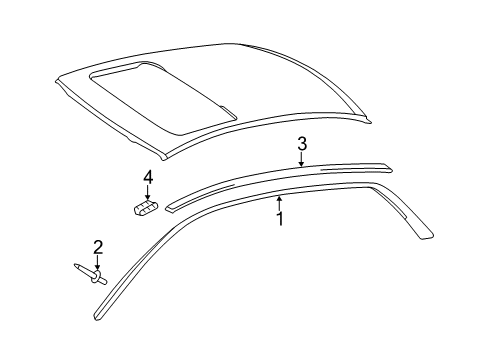 2012 Toyota Avalon Exterior Trim - Roof Roof Molding Diagram for 75556-AC021-A0