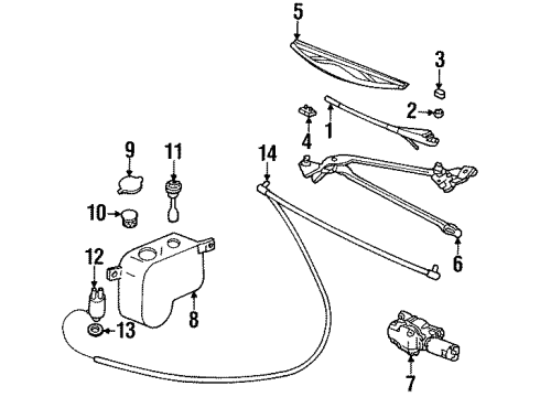 1992 Cadillac Seville Wiper & Washer Components Blade Asm-Windshield Wiper *Black Diagram for 22111348