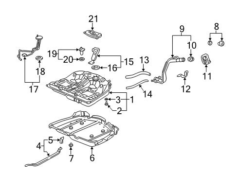 1996 Acura RL Fuel Supply Band Assembly, Passenger Side Fuel Tank Mounting Diagram for 17521-SZ3-A01