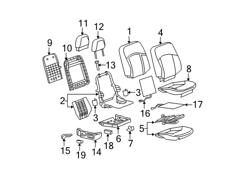 2007 Buick LaCrosse Power Seats Module Kit, Inflator Restraint Front Pass Presence (W/ Sensor) (Remanufacture Diagram for 19258129