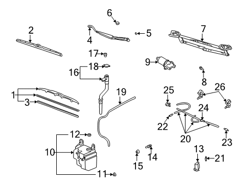 2001 Toyota Highlander Wiper & Washer Components Linkage Assembly Diagram for 85150-48060