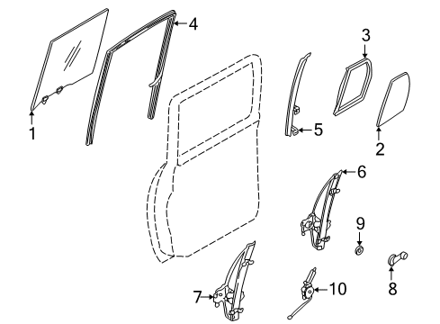 2001 Nissan Xterra Rear Door Regulator Assy-Door Window, LH Diagram for 82721-7Z000