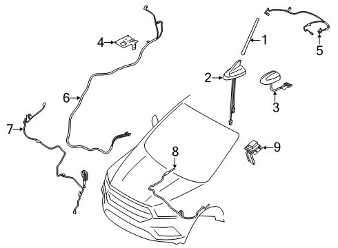 2017 Ford Escape Antenna & Radio Antenna Base Diagram for EV4Z-18936-B